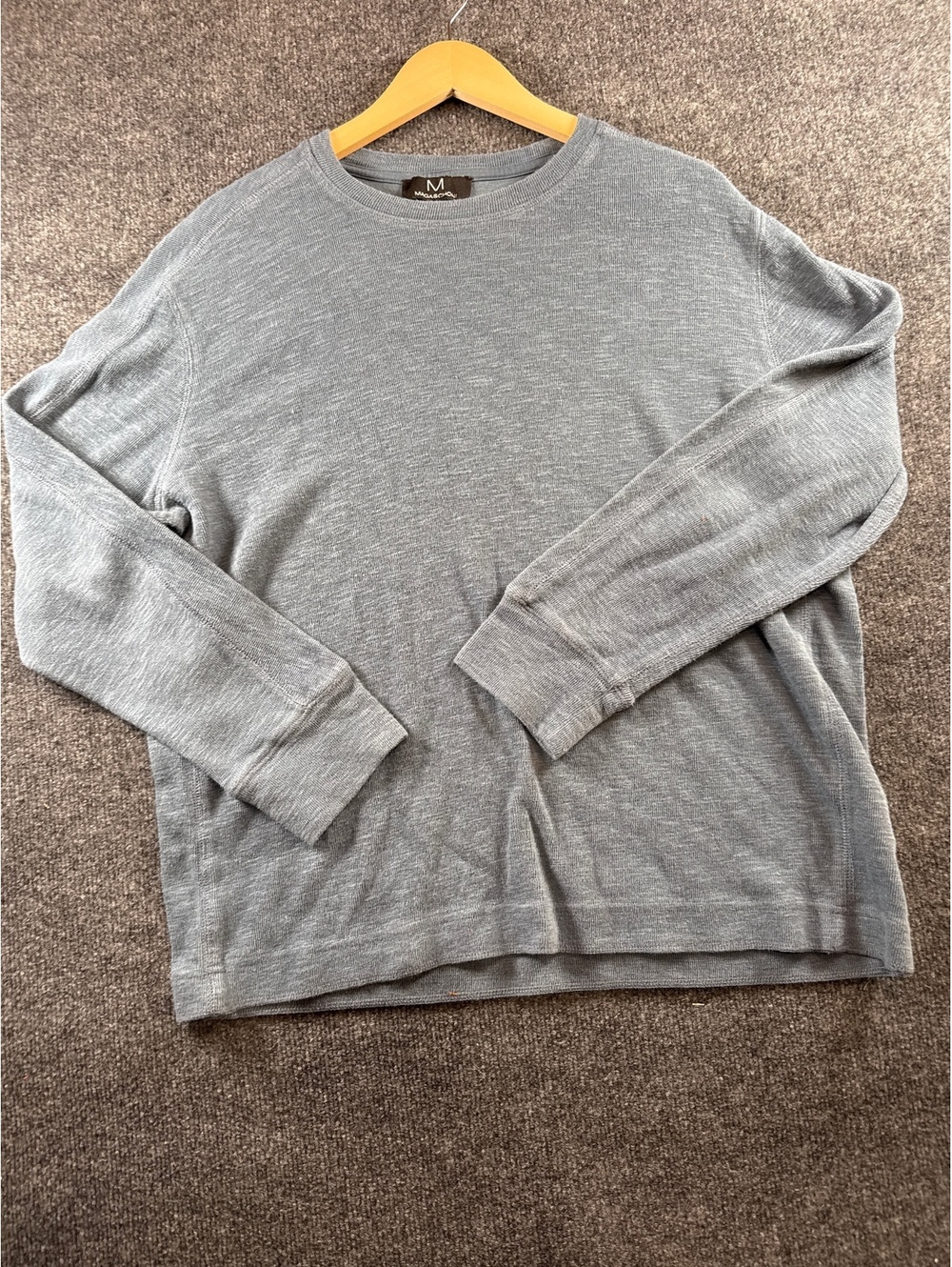 MAGASCHONI Men’s L Gray Long Sleeve Crewneck Pullover Shirt Casual Basic